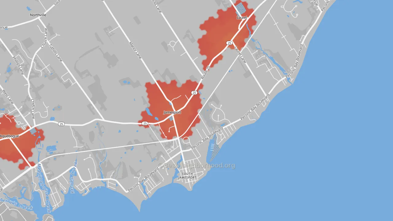 Transit Grade map of Jamesport, NY