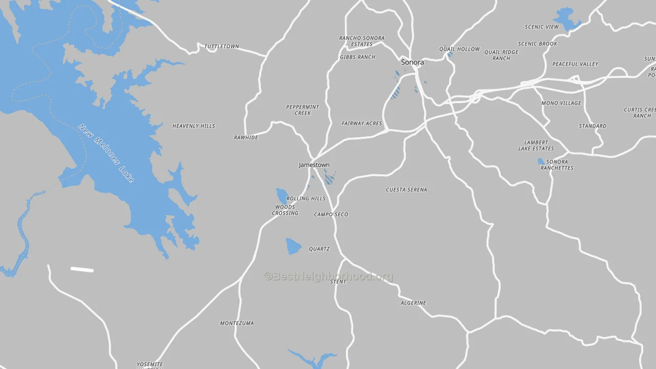 Transit Grade map of Jamestown, CA
