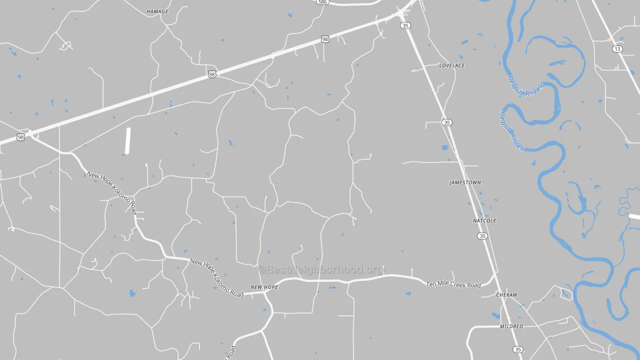 Transit Grade map of Jamestown, MS