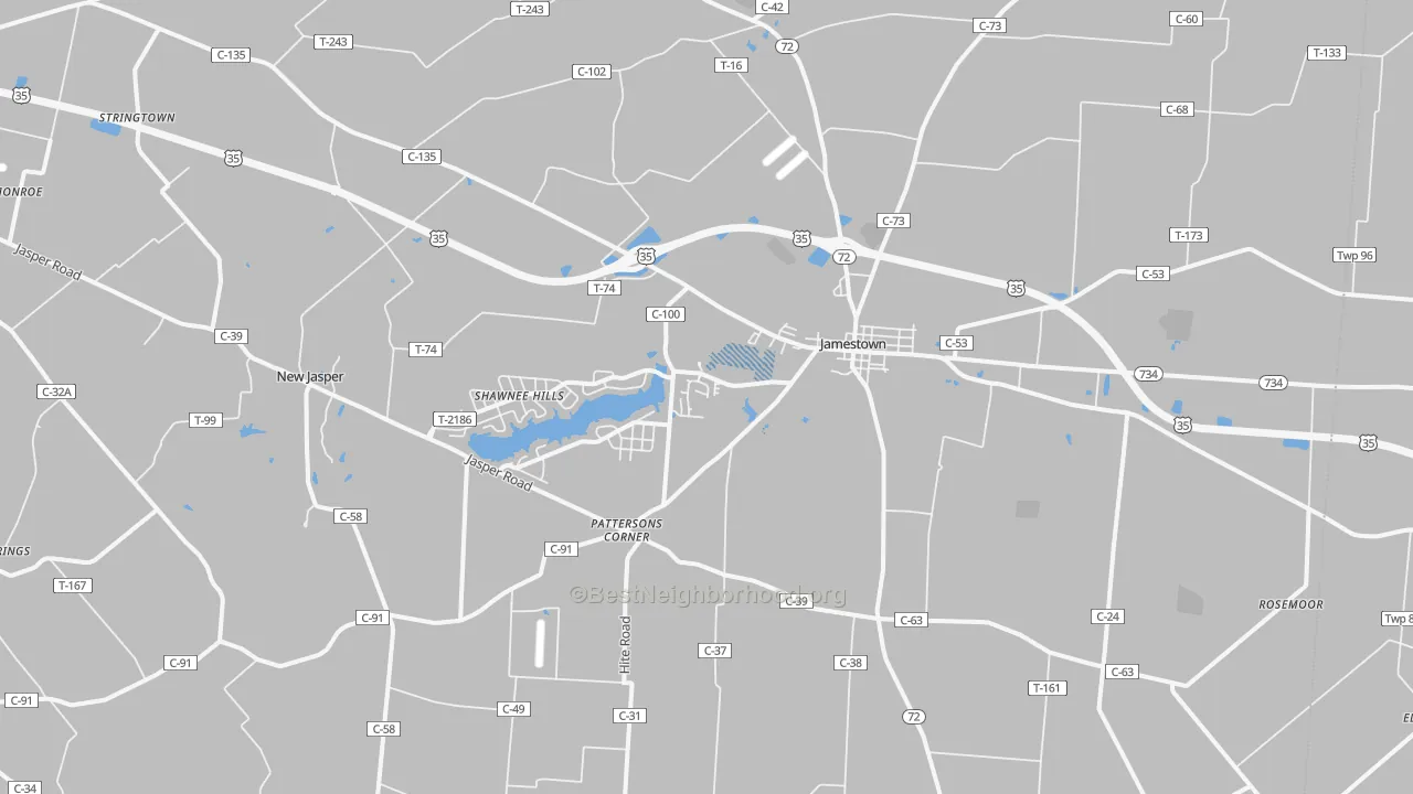 Transit Grade map of Jamestown, OH