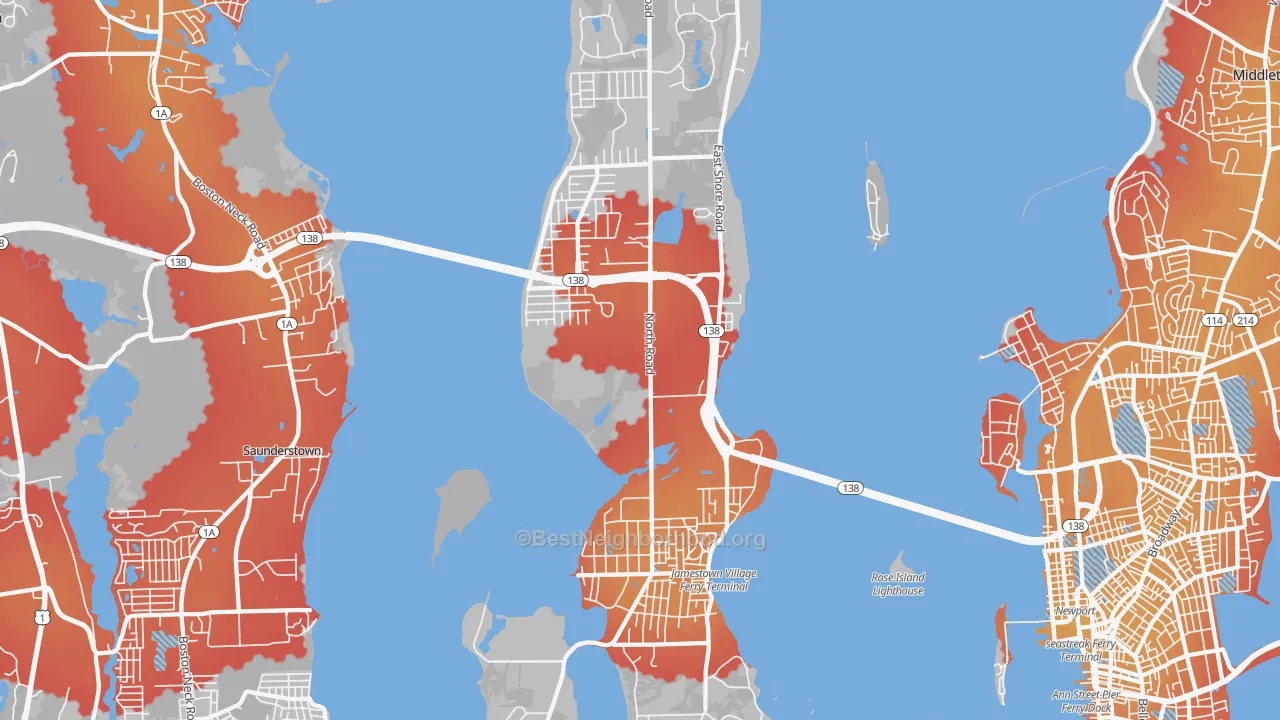 Transit Grade map of Jamestown, RI