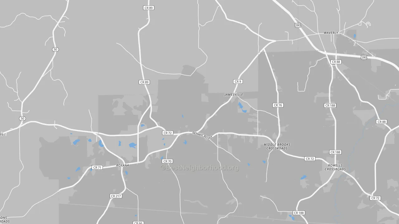 Transit Grade map of Jamesville, AL