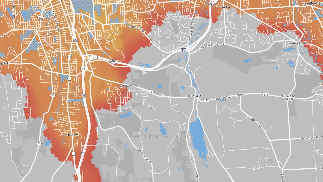 Transit Grade map of Jamesville, NY