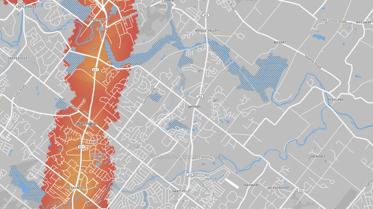 Transit Grade map of Jamison, PA
