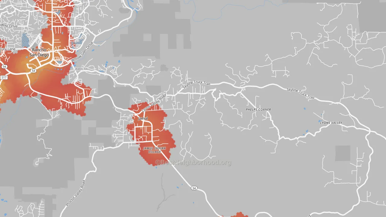 Transit Grade map of Jamul, CA