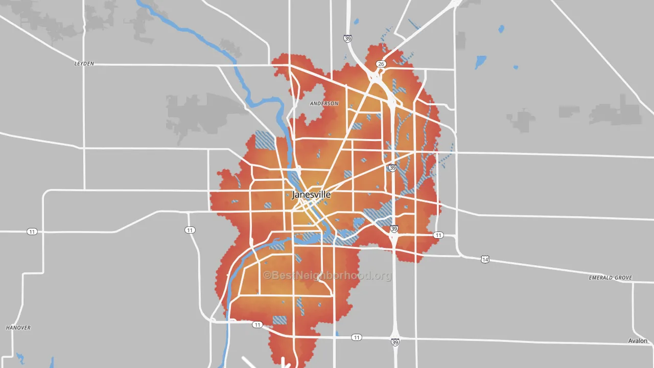 Transit Grade map of Janesville, WI