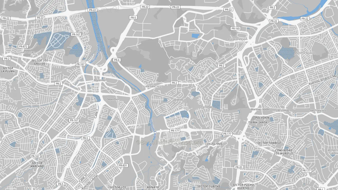 Transit Grade map of Jardines de Caparra, Bayamon, PR