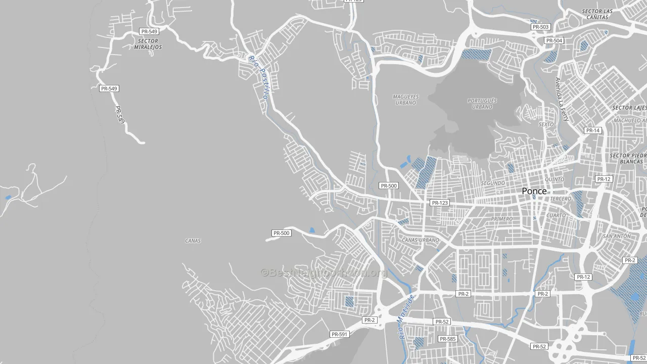 Transit Grade map of Jardines del Caribe, Ponce, PR