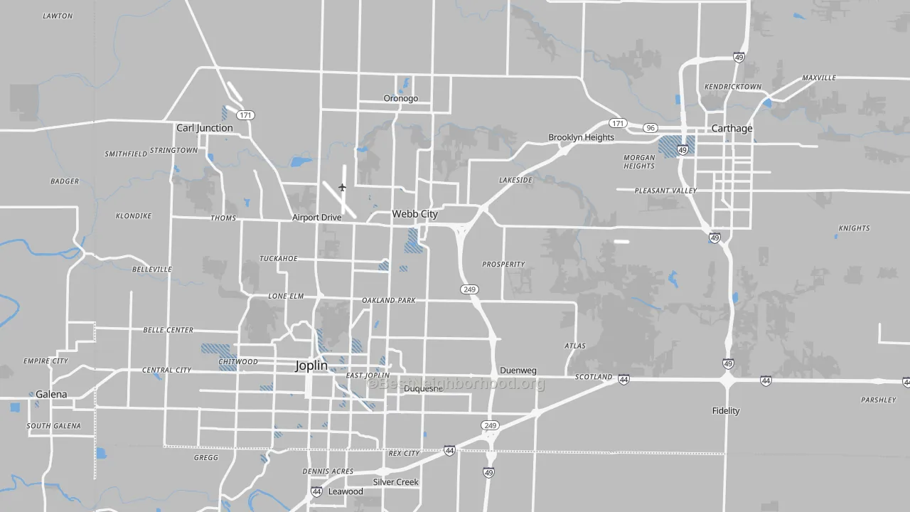 Transit Grade map of Jasper County, MO