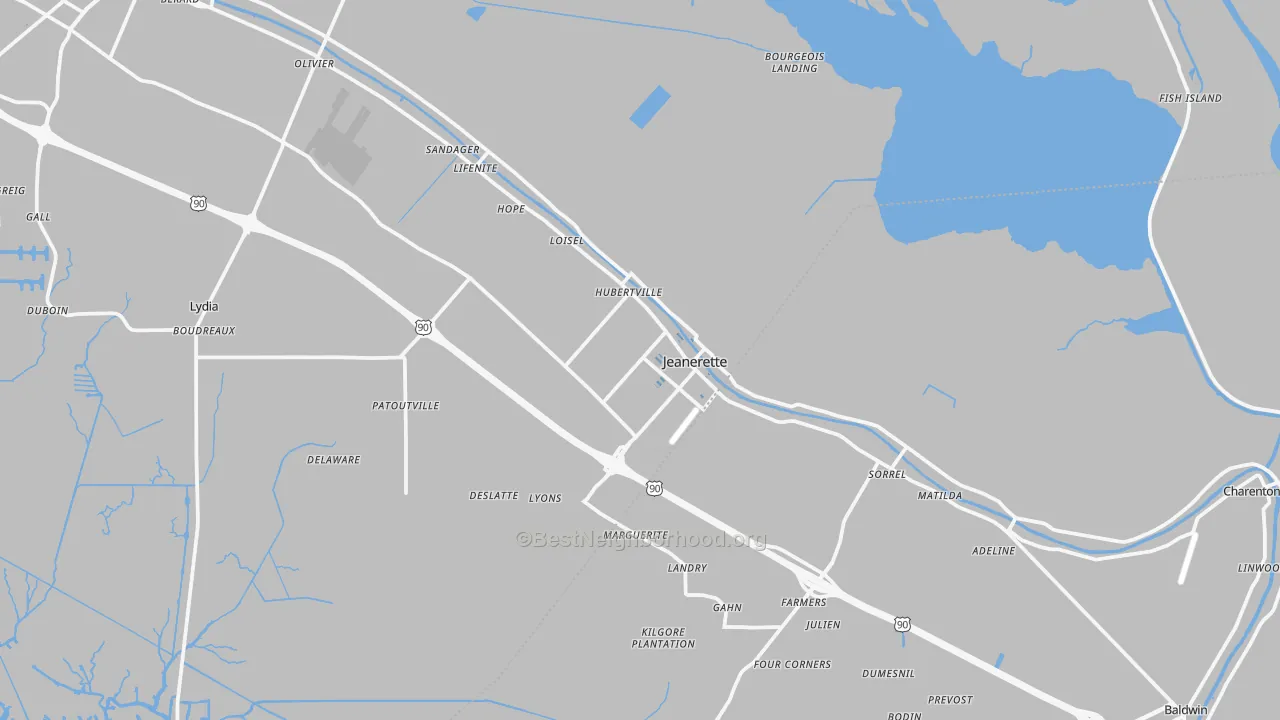 Transit Grade map of Jeanerette, LA