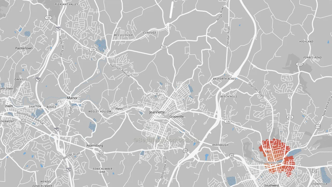 Transit Grade map of Jeannette, PA