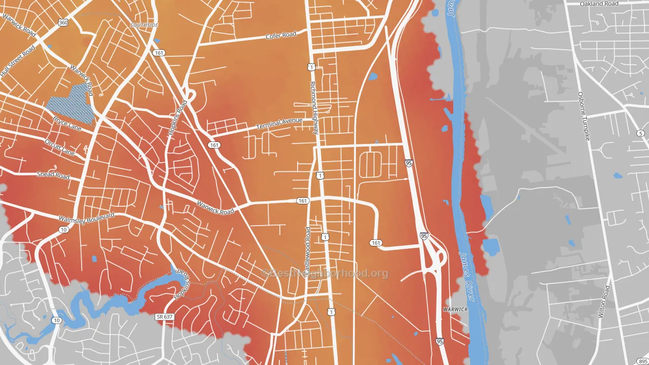 Transit Grade map of Jeff Davis, Richmond, VA