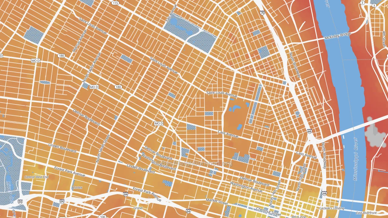 Transit Grade map of Jeff-Vander-Lou, St. Louis, MO