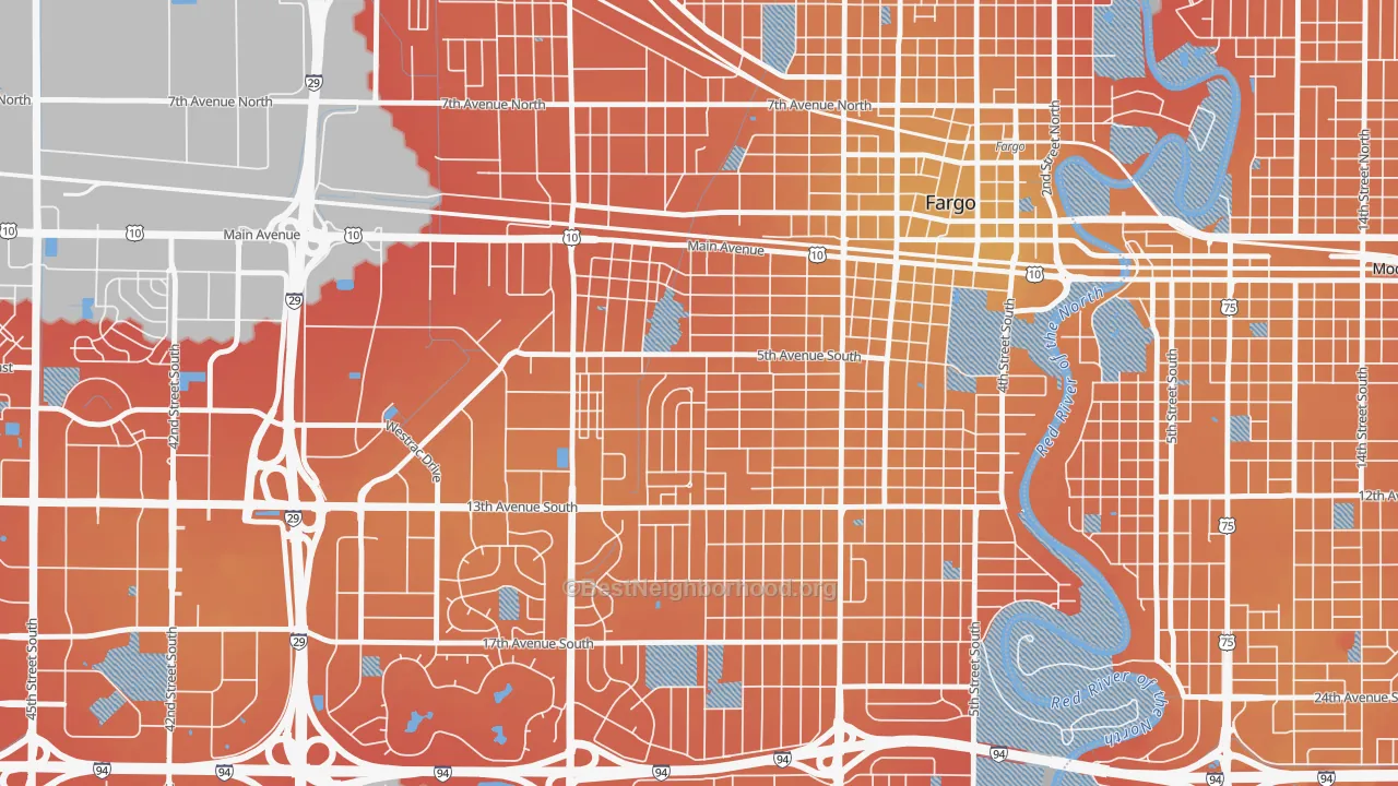 Transit Grade map of Jefferson-Carl Ben, Fargo, ND