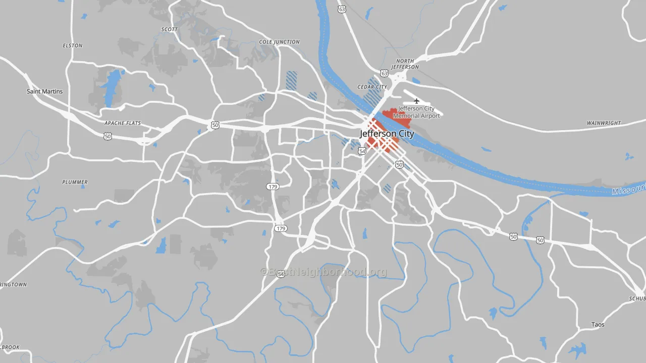 Transit Grade map of Jefferson City, MO