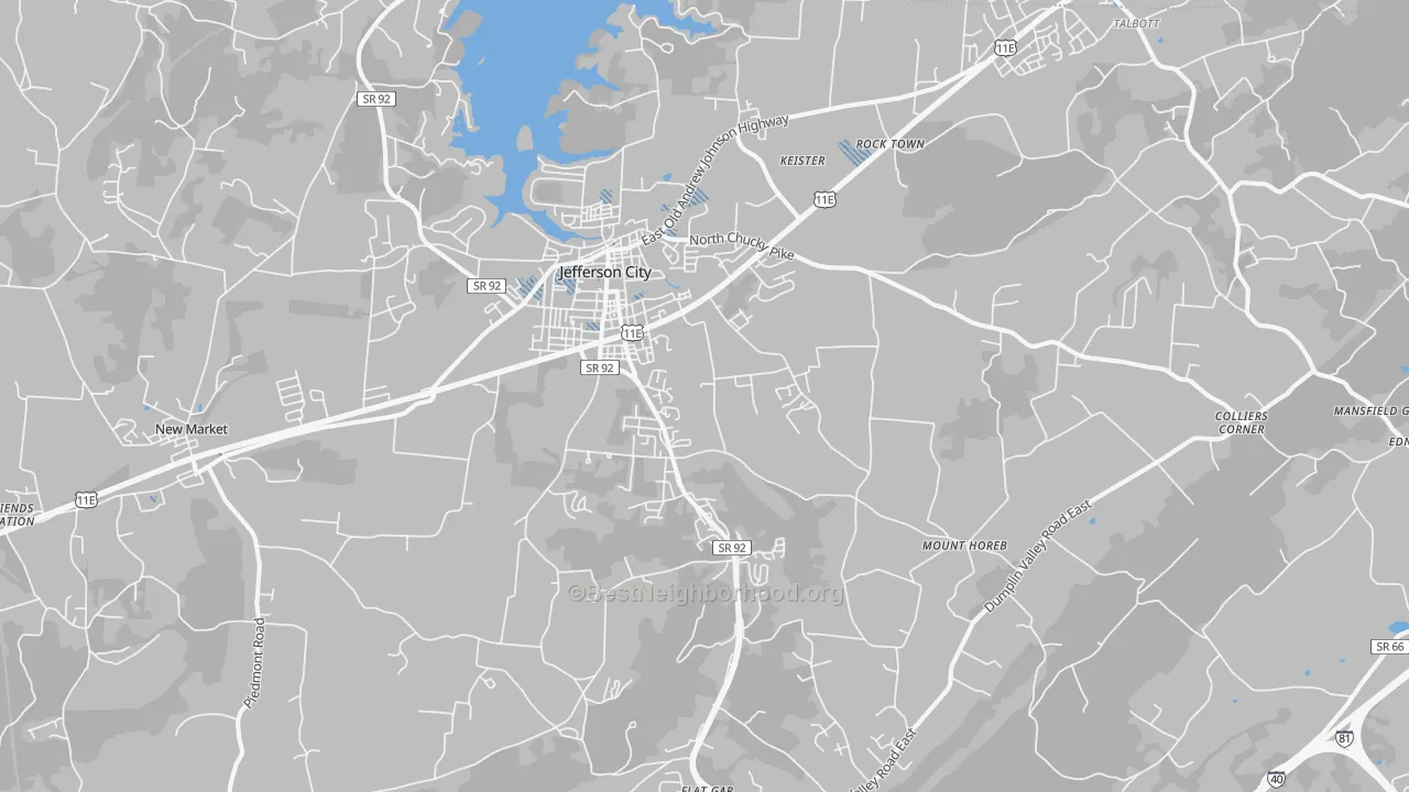 Transit Grade map of Jefferson City, TN