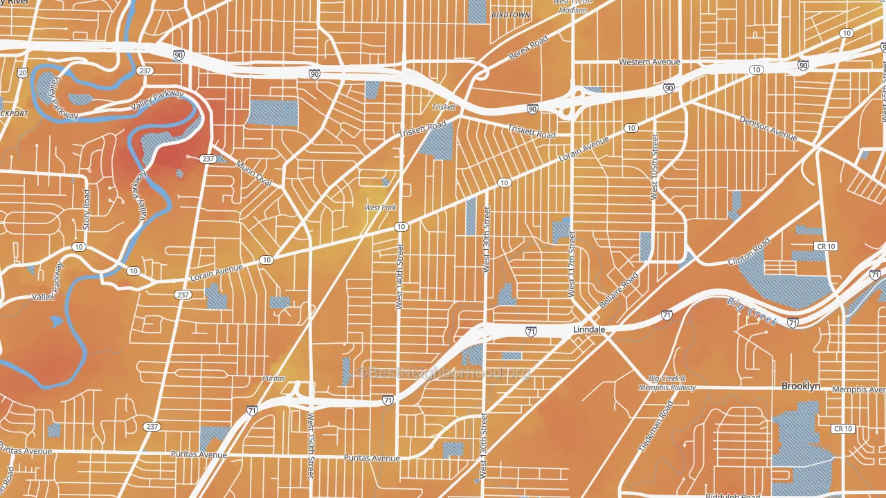 Transit Grade map of Jefferson, Cleveland, OH