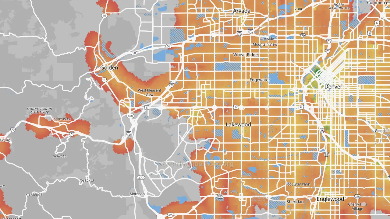 Transit Grade map of Jefferson County, CO