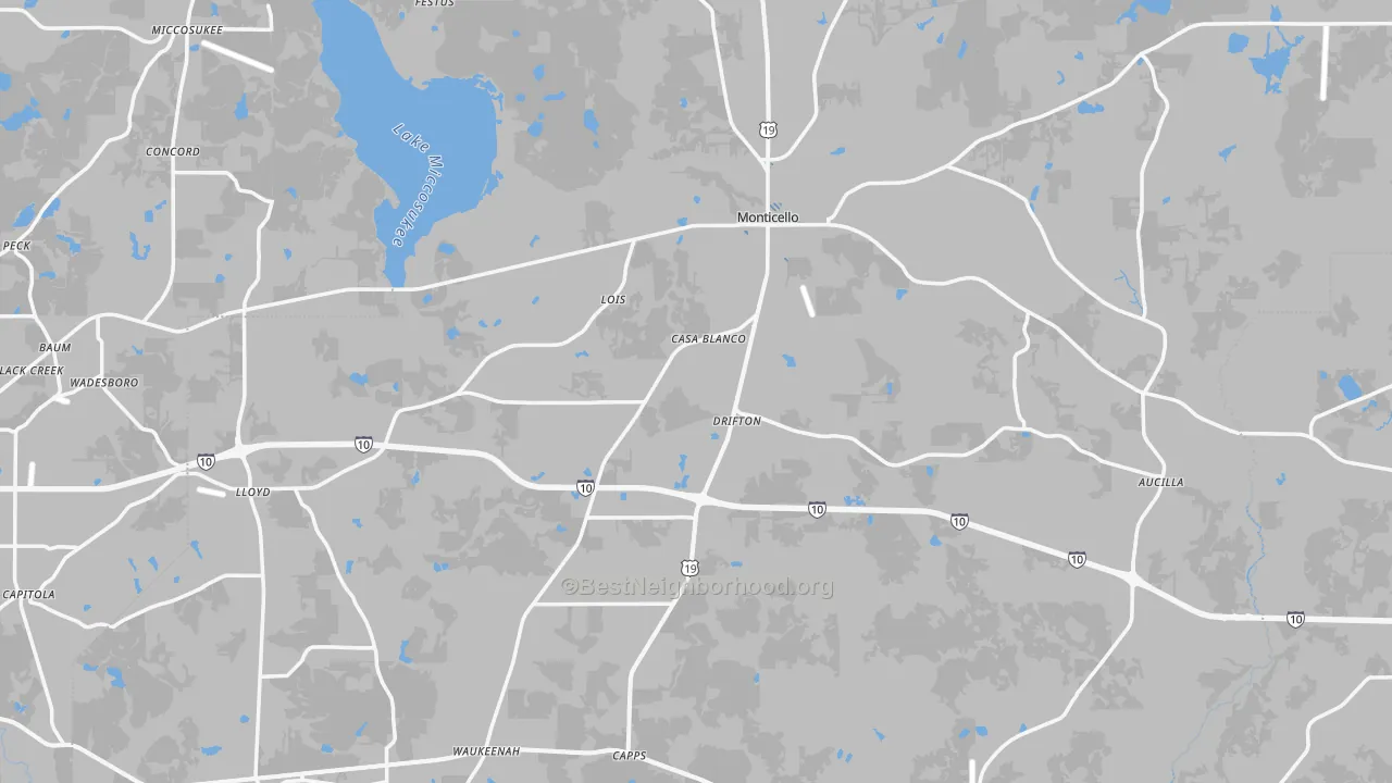 Transit Grade map of Jefferson County, FL