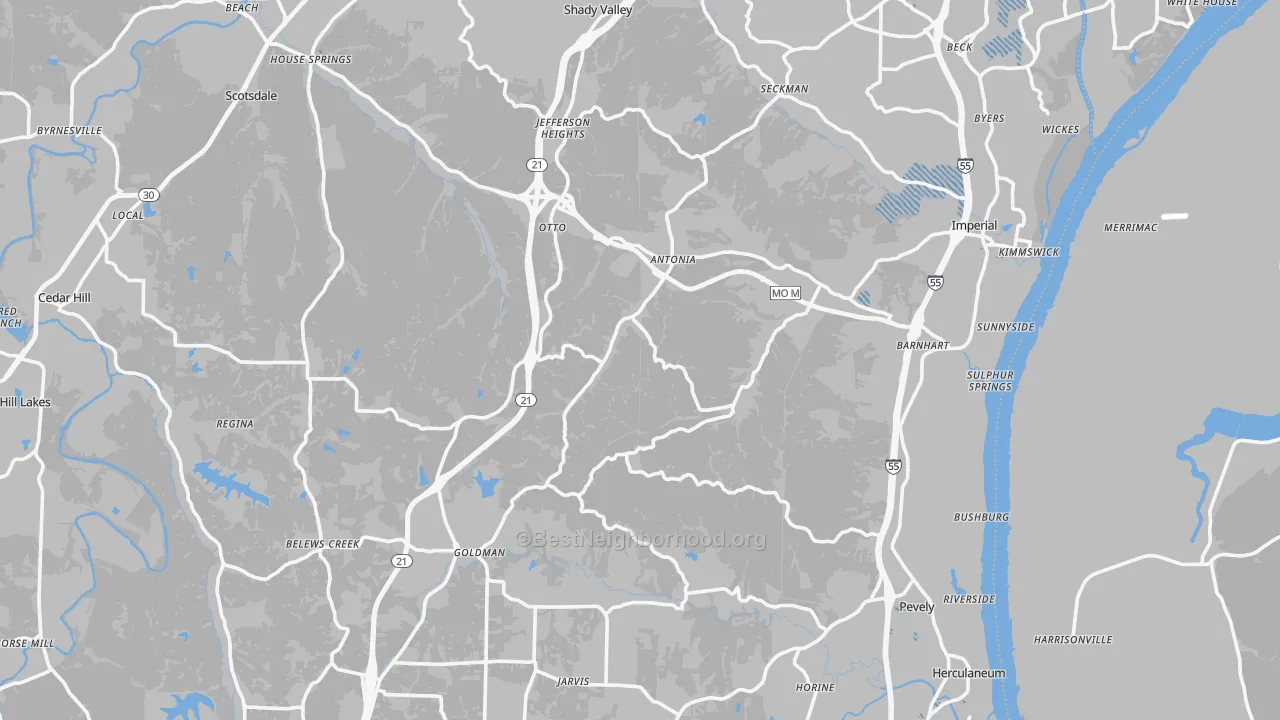 Transit Grade map of Jefferson County, MO