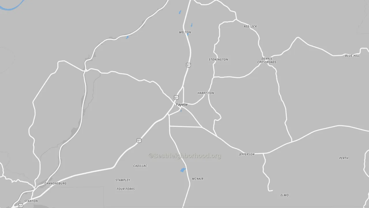 Transit Grade map of Jefferson County, MS