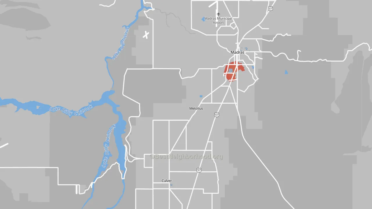Transit Grade map of Jefferson County, OR