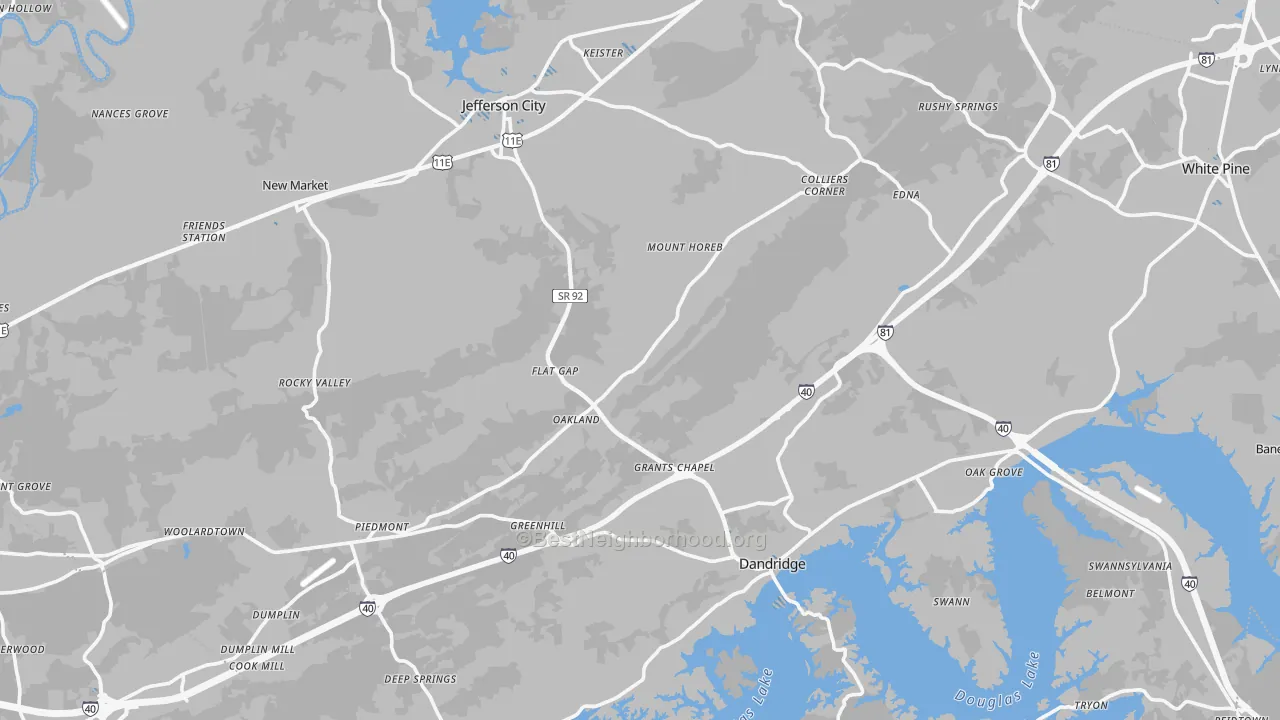Transit Grade map of Jefferson County, TN