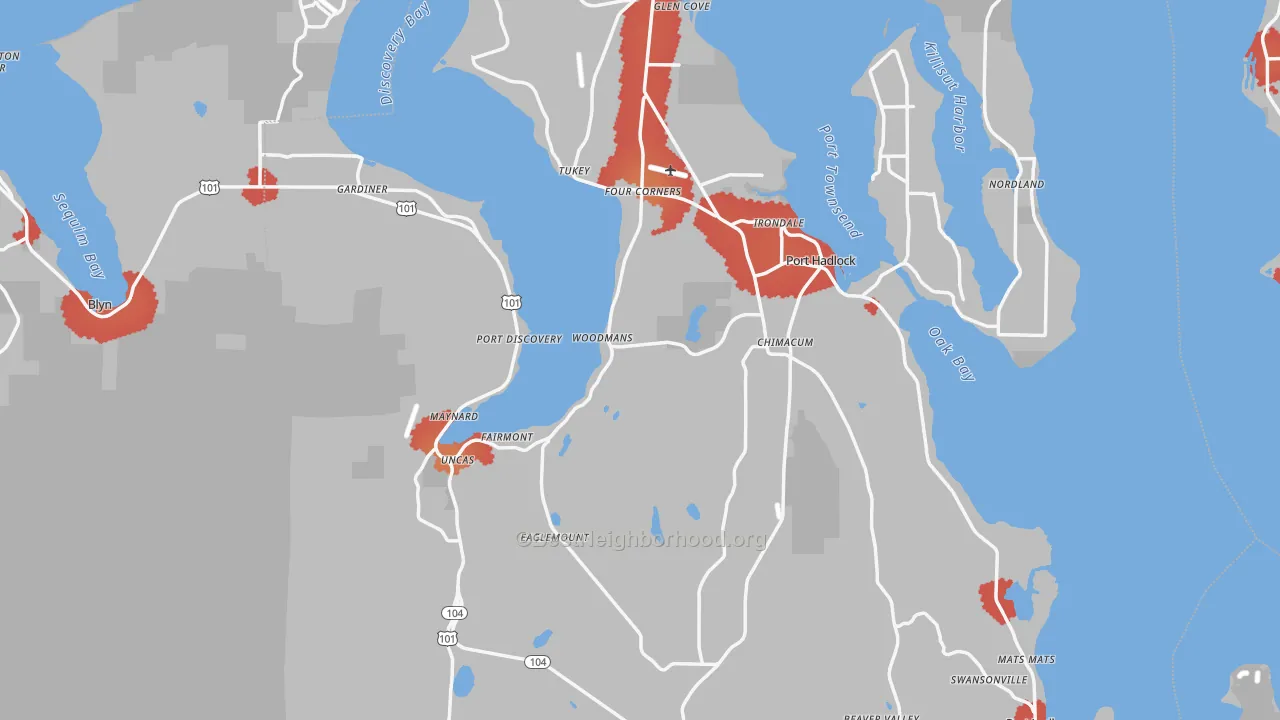 Transit Grade map of Jefferson County, WA