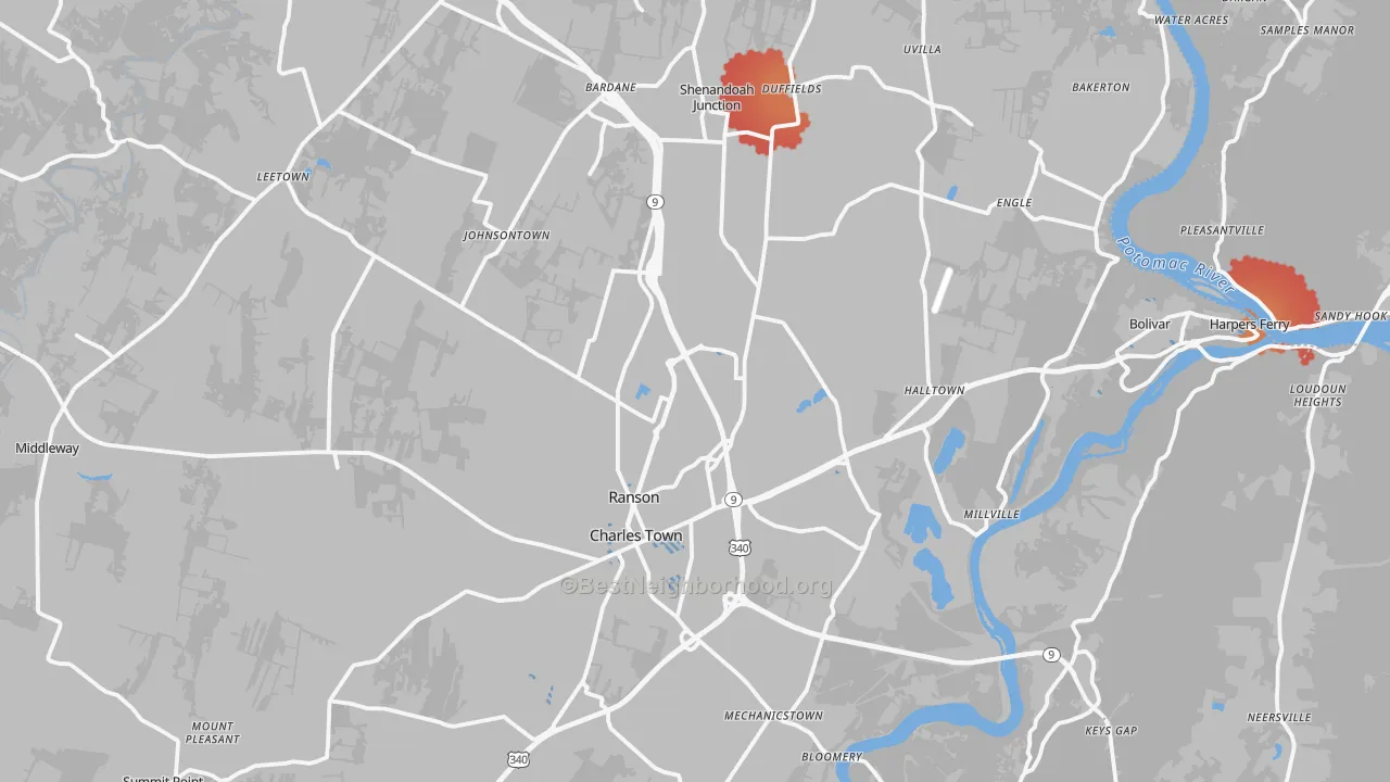 Transit Grade map of Jefferson County, WV