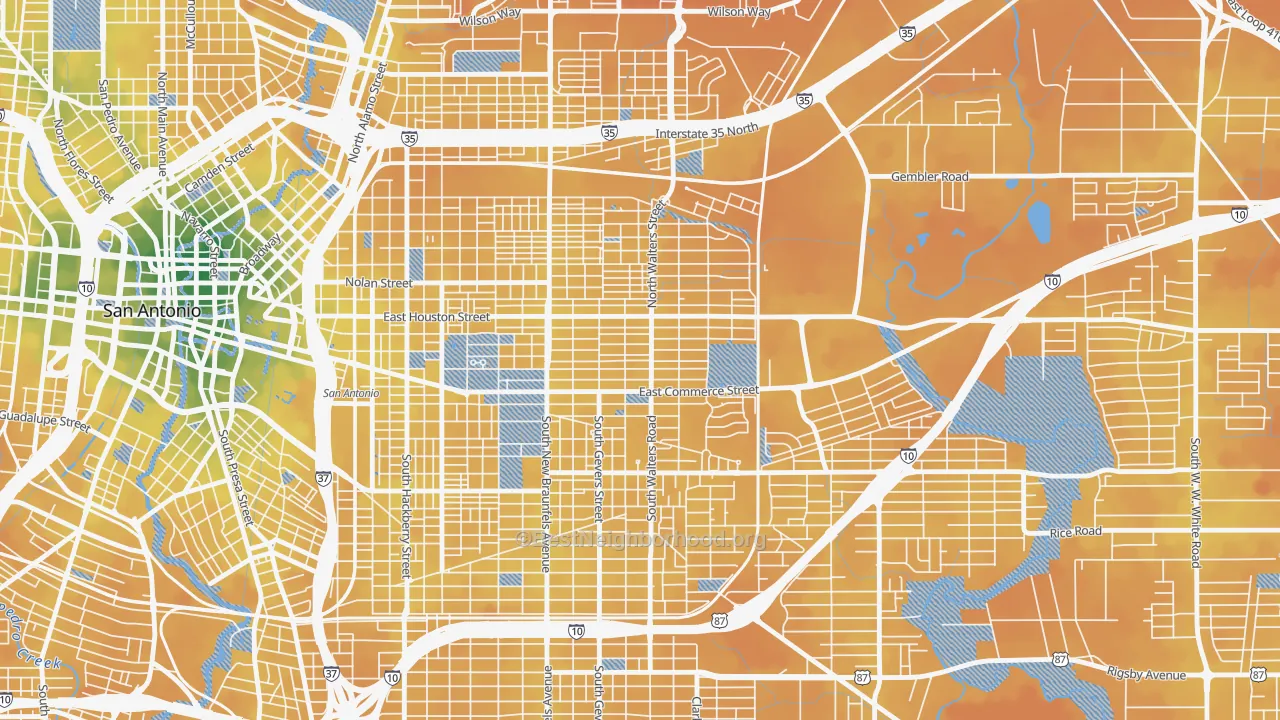 Transit Grade map of Jefferson Heights, San Antonio, TX