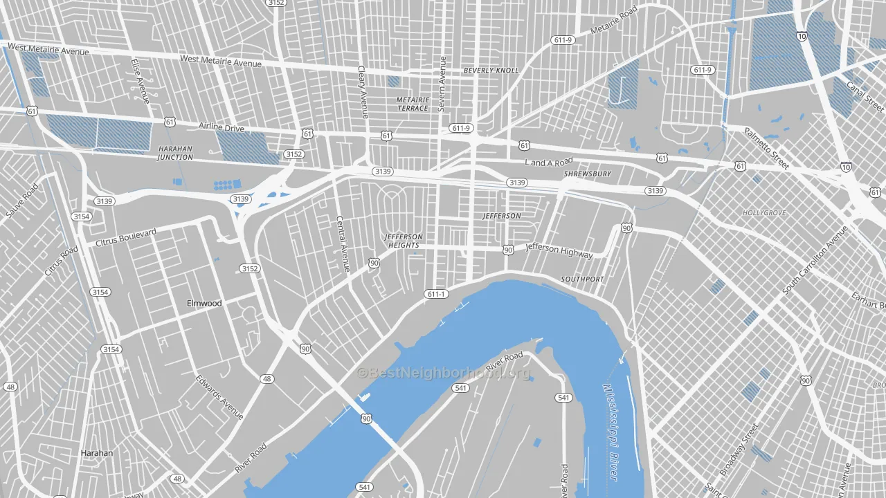Transit Grade map of Jefferson, LA