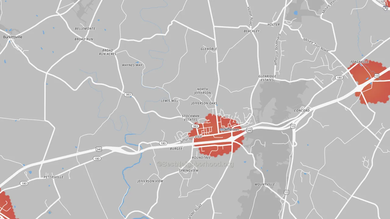 Transit Grade map of Jefferson, MD