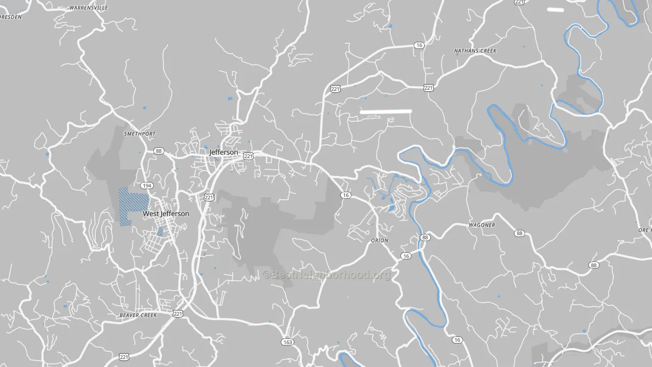 Transit Grade map of Jefferson, NC