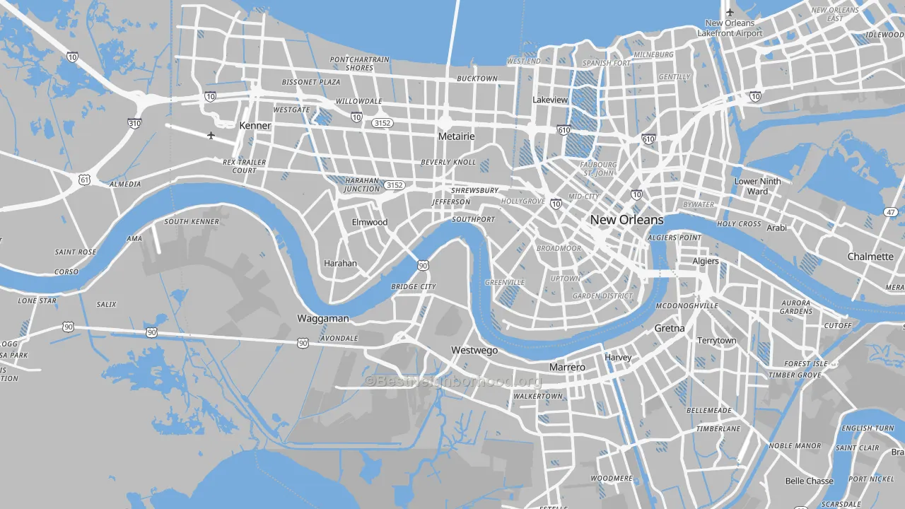Transit Grade map of Jefferson Parish, LA