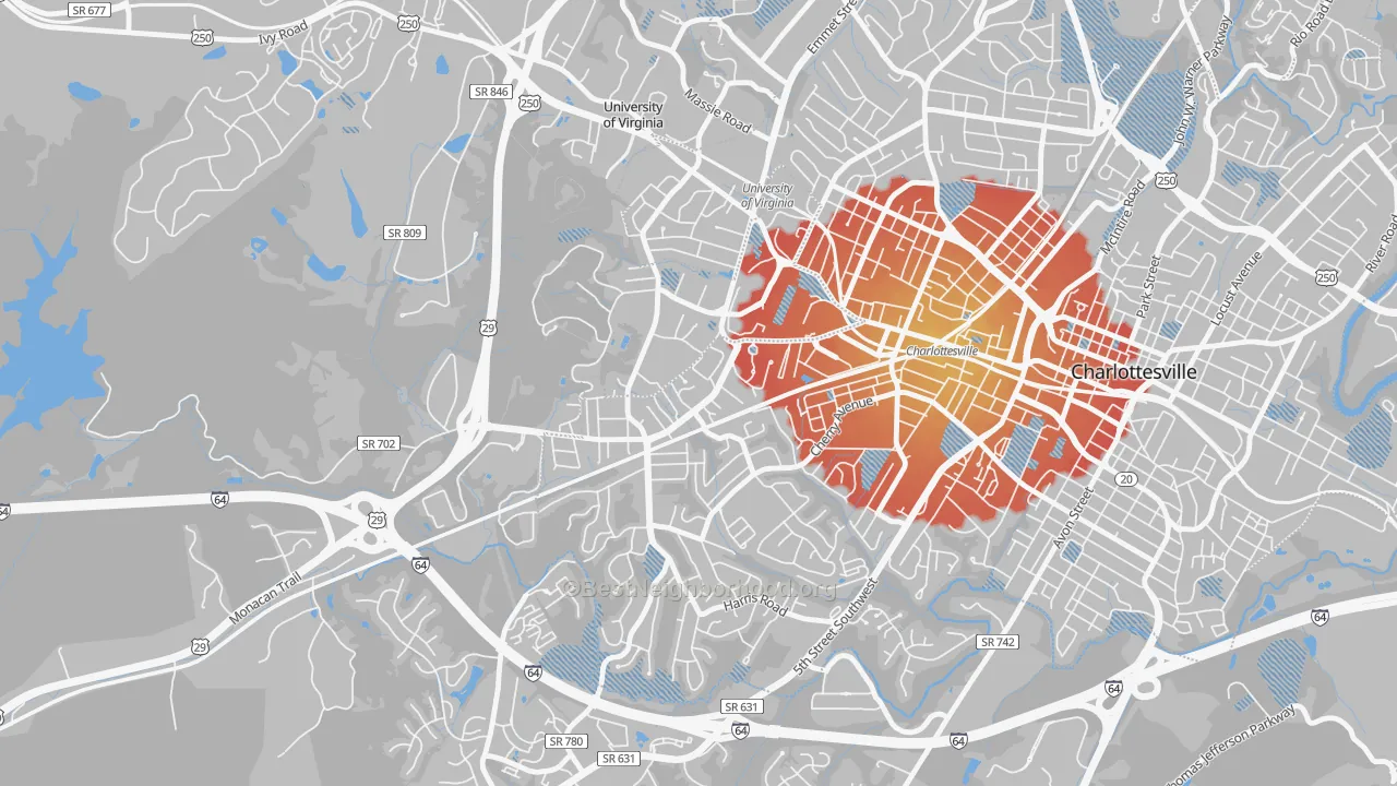 Transit Grade map of Jefferson Park, Charlottesville, VA