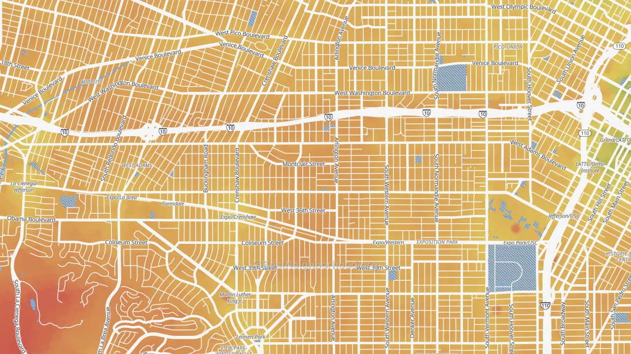 Transit Grade map of Jefferson Park, Los Angeles, CA