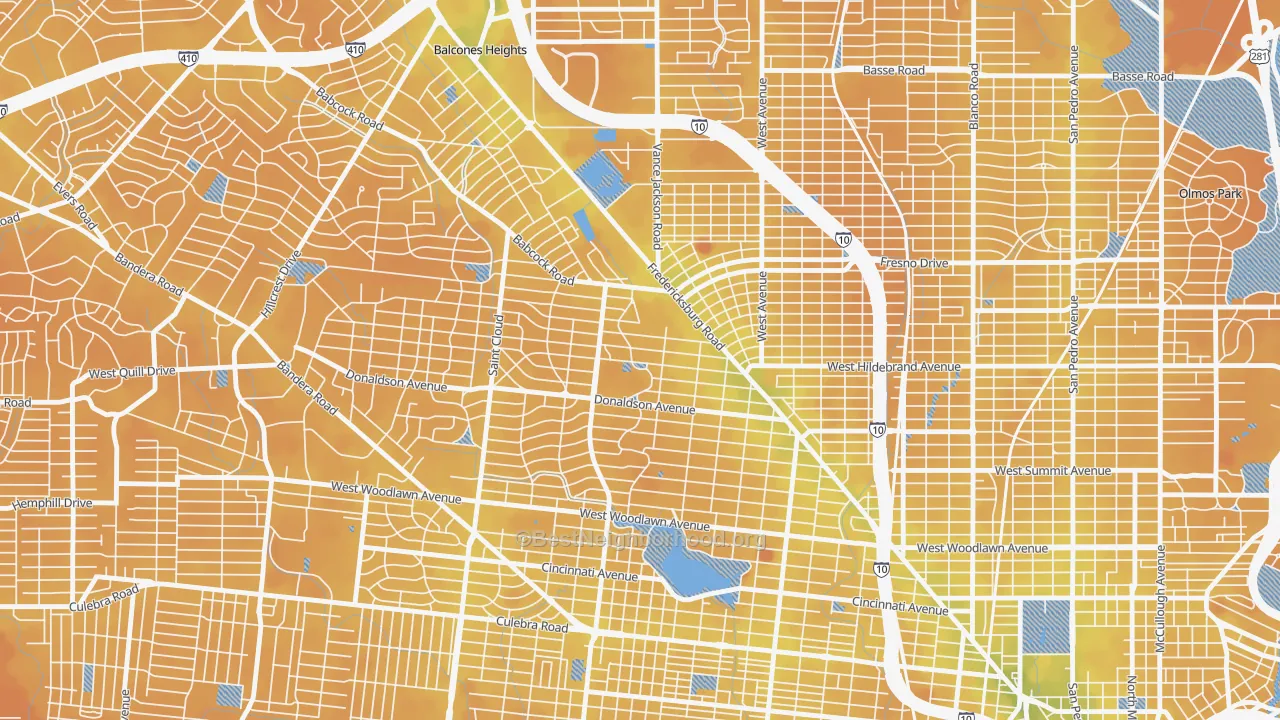 Transit Grade map of Jefferson, San Antonio, TX