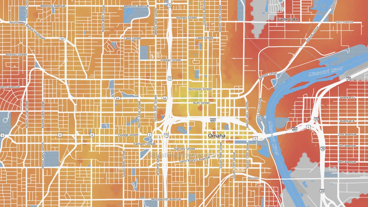 Transit Grade map of Jefferson Square, Omaha, NE