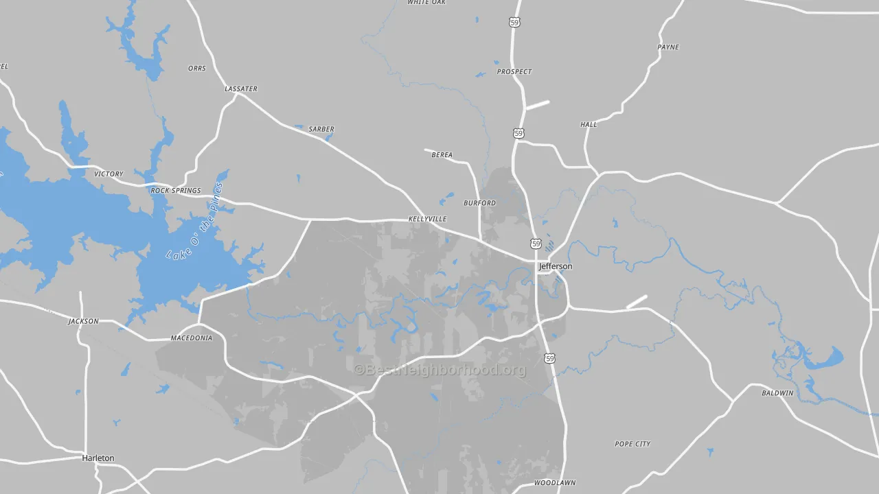 Transit Grade map of Jefferson, TX