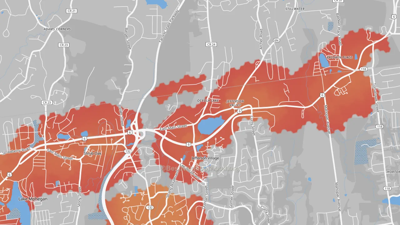Transit Grade map of Jefferson Valley, NY