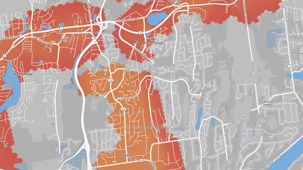 Transit Grade map of Jefferson Valley-Yorktown, NY