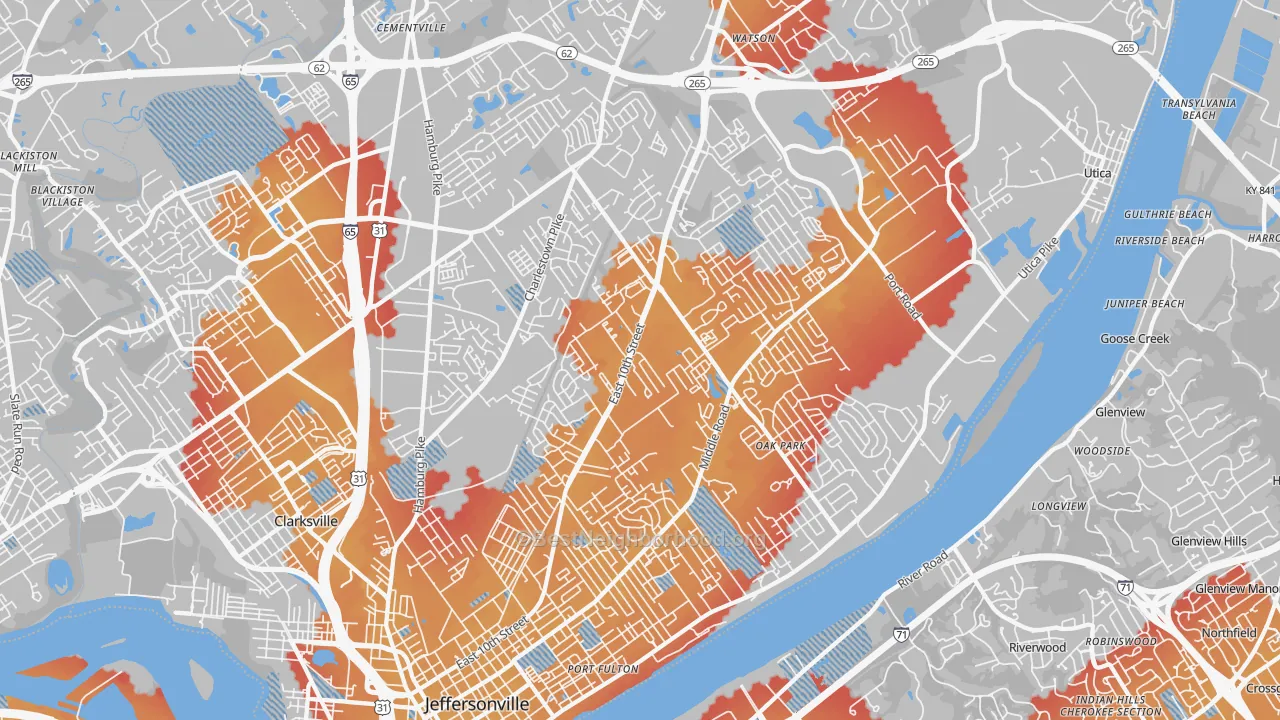 Transit Grade map of Jeffersonville, IN