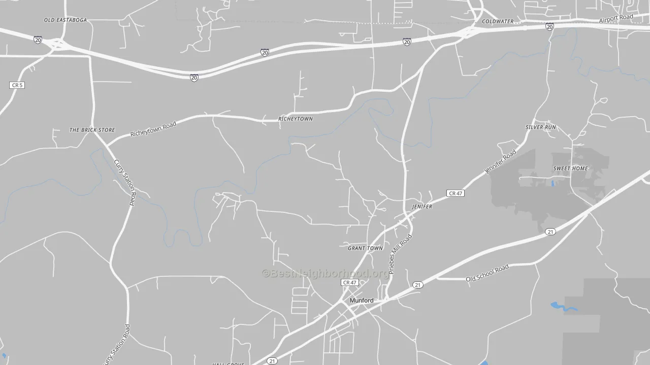 Transit Grade map of Jenifer, AL