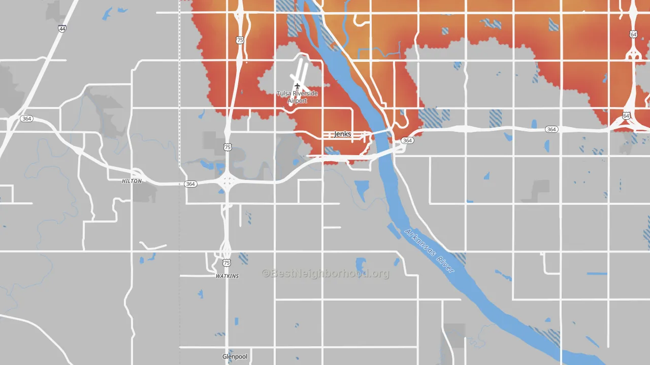 Transit Grade map of Jenks, OK