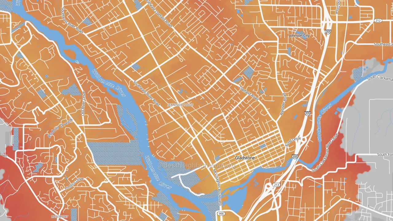 Transit Grade map of Jennings Lodge, Portland, OR