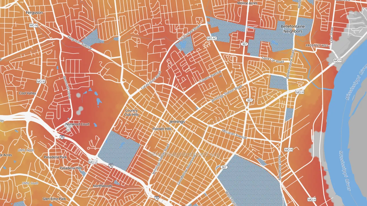 Transit Grade map of Jennings, MO