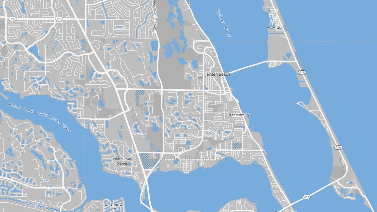 Transit Grade map of Jensen Beach, FL