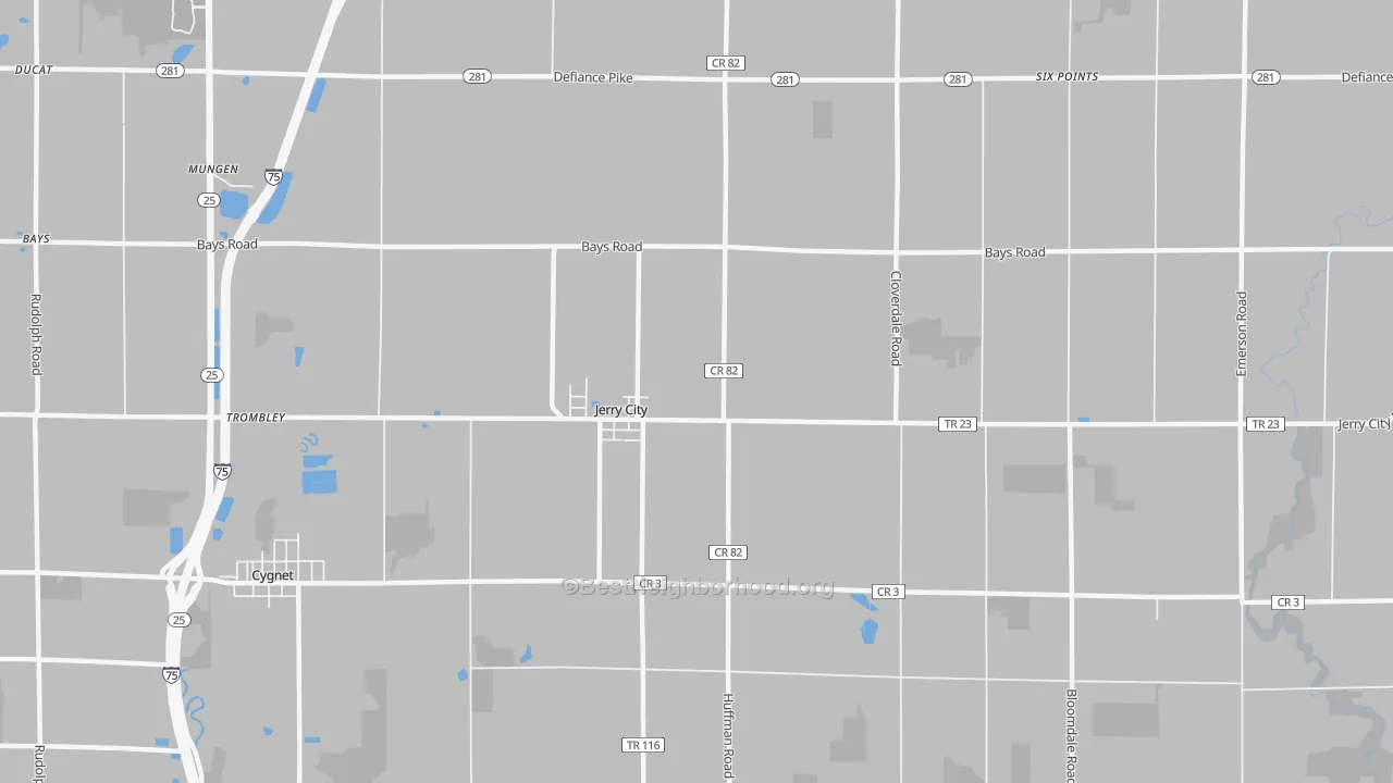 Transit Grade map of Jerry City, OH