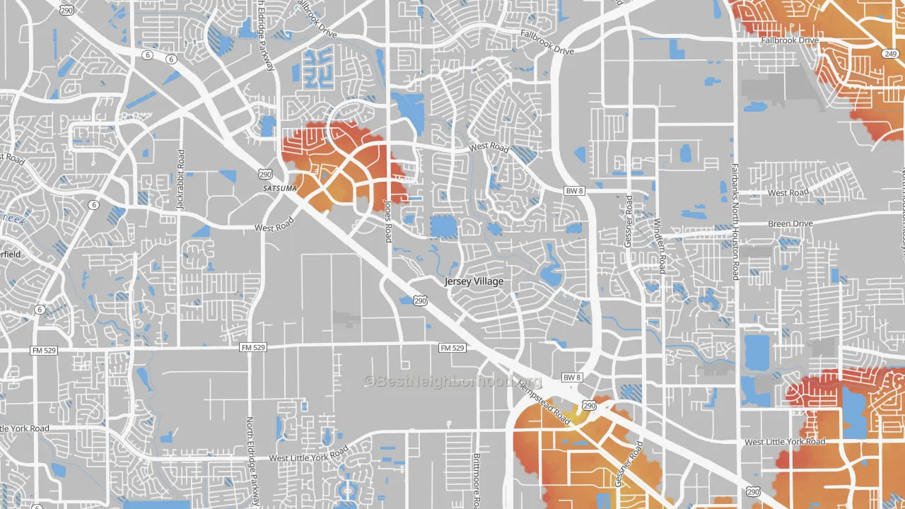 Transit Grade map of Jersey Village, TX