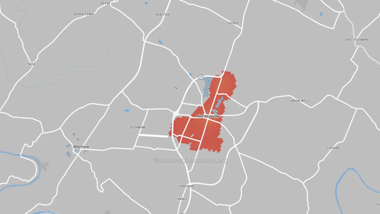 Transit Grade map of Jessamine County, KY